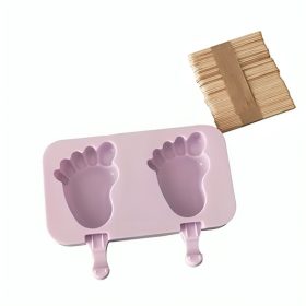 Jégkrém készítő szilikon forma, Lábnyom Fapálcikával