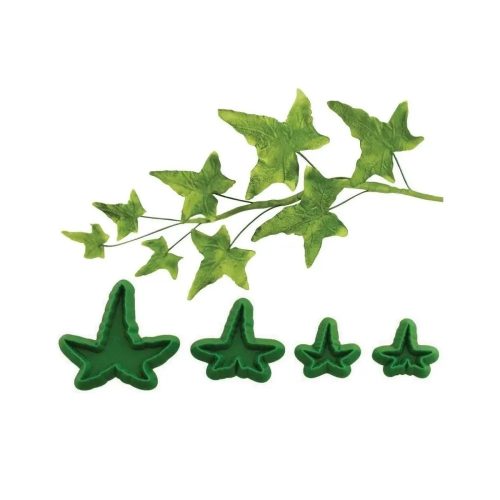 Műanyag kiszúró szett-Borostyán levél 4 db