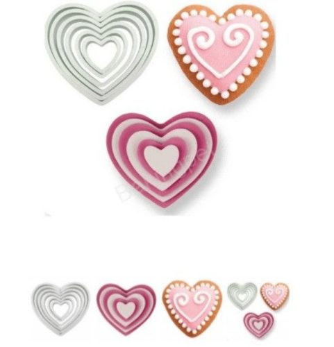 Műanyag sütemény kiszúró-6 darab szív