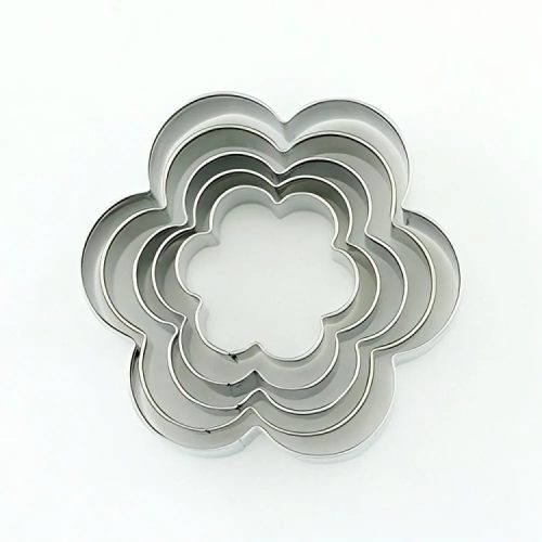 Fém sütemény kiszúró szett-5 db Virág kiszúró