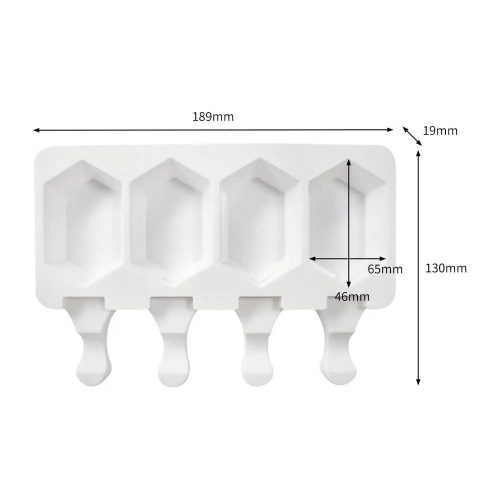 Jégkrém készítő szilikon forma, Hatszög minta 13x19cm +Fa pálcika 50db