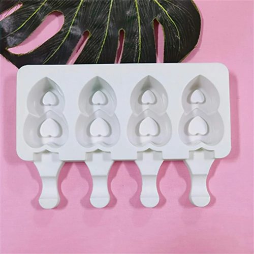 Jégkrém készítő szilikon forma, duplaszíves minta 12x19cm