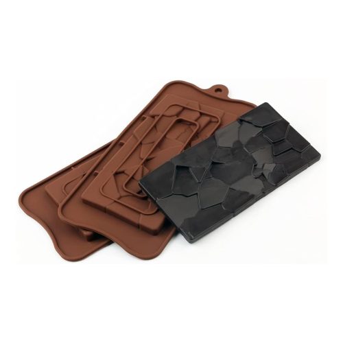 Szilikon Csokoládéöntő Forma – Táblás, Repedezett Mintázattal