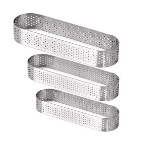 3 darabos fém tarte gyűrű, desszert gyűrű-ovális