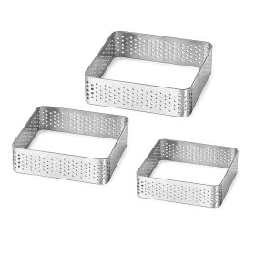 3 darabos fém tarte gyűrű, desszert gyűrű-négyzet