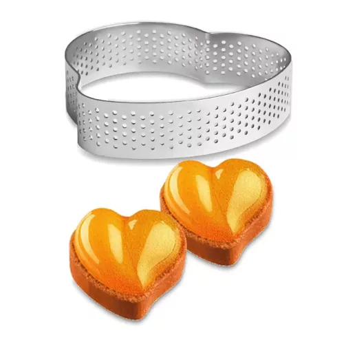 3 darabos fém tarte gyűrű, desszert gyűrű-szív