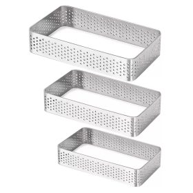 3 darabos fém tarte gyűrű, desszert gyűrű-téglalap