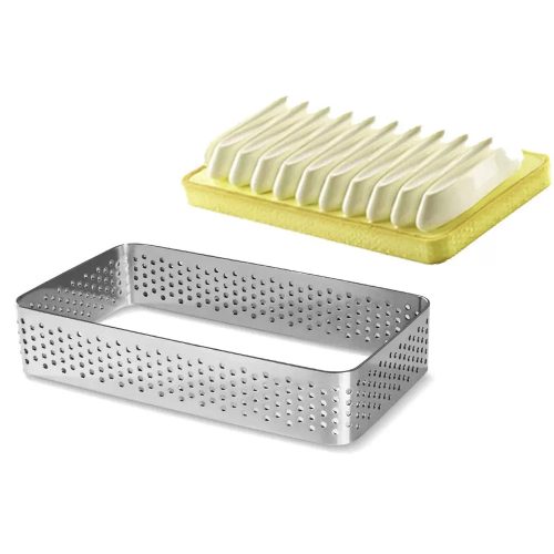 3 darabos fém tarte gyűrű, desszert gyűrű-téglalap