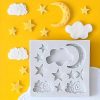 Szilikon fondant és marcipán mintázó-Égi motívumok 8,4x9 cm
