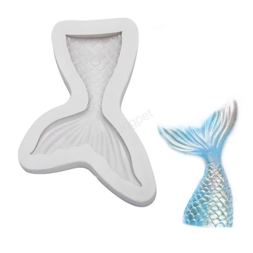Szilikon fondant és marcipán mintázó-sellő uszony 8x9 cm