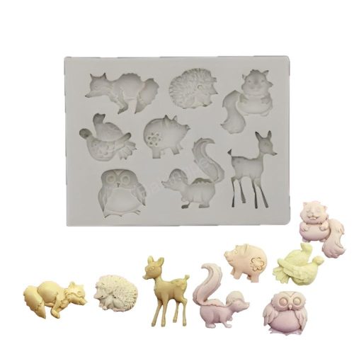 Szilikon fondant és marcipán mintázó-erdei kisállatok 6x8,5cm