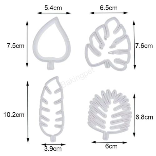 4 darabos fondant és marcipán kiszúró-trópusi levél