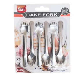 Rozsdametes fém sütemény kanalas villa 6db