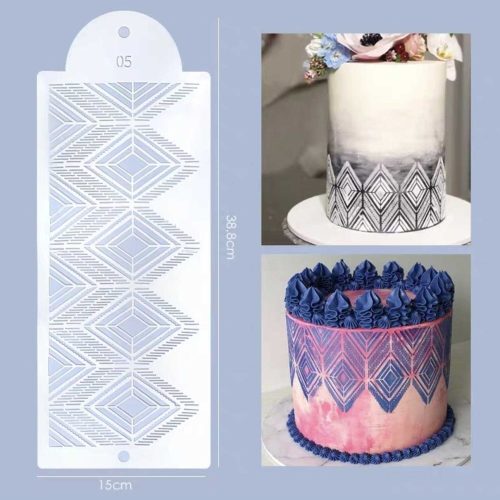 Torta stencil, rombuszok 15x38,8cm