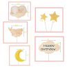 Happy birthday torta beszúró, Alvó elefánt és nyuszi-6 db