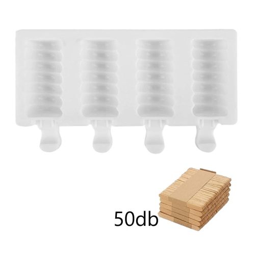 Jégkrém készítő szilikon forma, spirál 13x19cm +Fa pálcika 50db