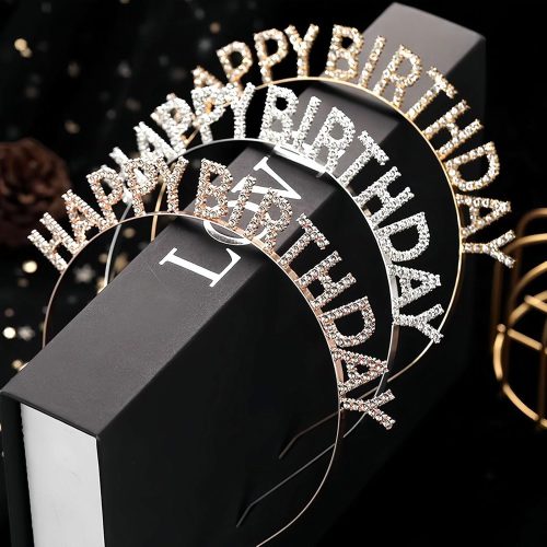 Happy birthday fejpánt, strasszkövekkel