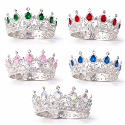 Királyi Ezüst Strasszos Korona - Rózsaszín