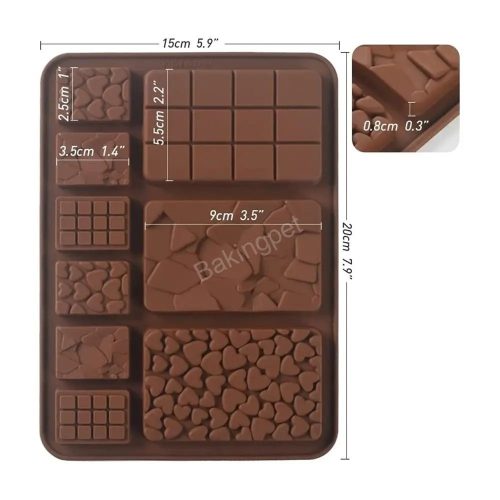 Szilikon Dubai táblás csokoládé forma-6+3 nagy