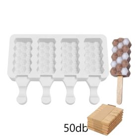  Jégkrém készítő szilikon forma, gyémánt minta 13x19cm+Fa pálcika 50db