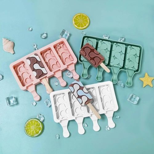 Jégkrém készítő szilikon forma, Molekula minta 13x18cm +Fa pálcika 50db