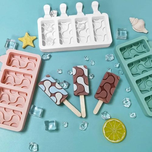 Jégkrém készítő szilikon forma, Molekula minta 13x18cm +Fa pálcika 50db