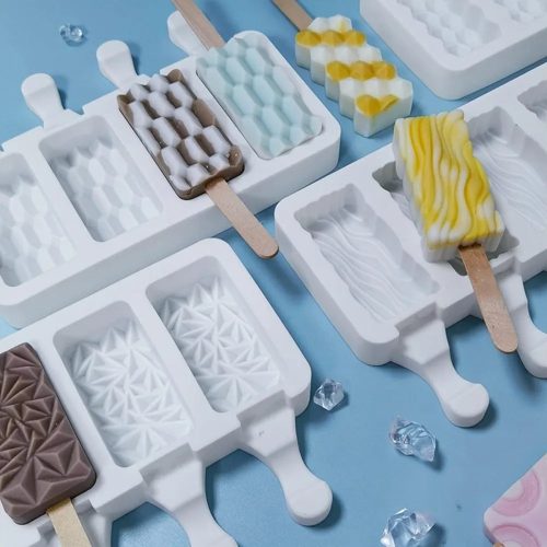 Jégkrém készítő szilikon forma, Gyémánt minta 13x18cm +Fa pálcika 50db