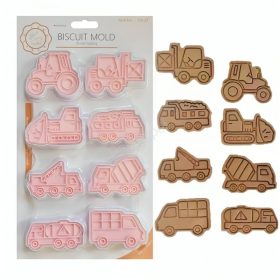 Műanyag sütemény kiszúró és nyomda-munkásautók 8db