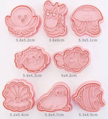 Műanyag sütemény kiszúró és nyomda-tengeri állatok