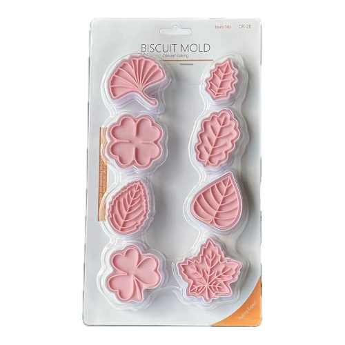 Műanyag sütemény kiszúró és nyomda-levél