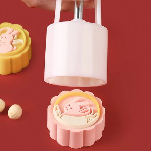 Műanyag sütemény és mooncake mintázó-4 db nyuszi