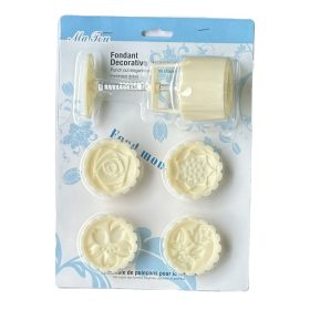   Műanyag nagy sütemény és mooncake mintázó-4 db virágok