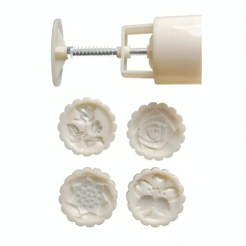 Műanyag nagy sütemény és mooncake mintázó-4 db virágok