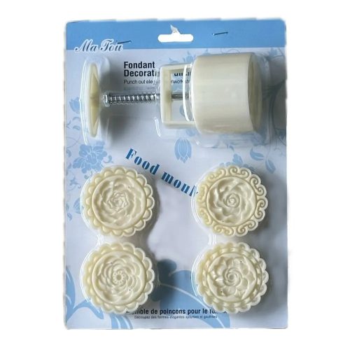 Műanyag nagy sütemény és mooncake mintázó-4 db rózsák