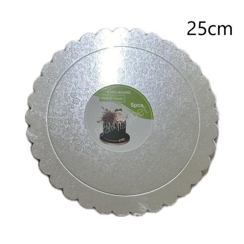 Tortakarton, torta alátét ezüst 25cm-kör 5db