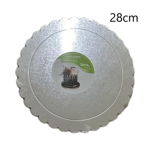 Tortakarton, torta alátét ezüst, 28cm, kör-5db