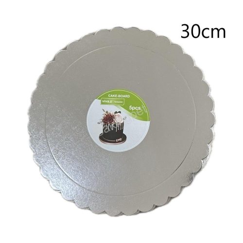 Tortakarton, torta alátét, ezüst 30cm, kör-5db