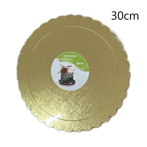 Tortakarton, torta alátét arany, 30cm, kör-5db