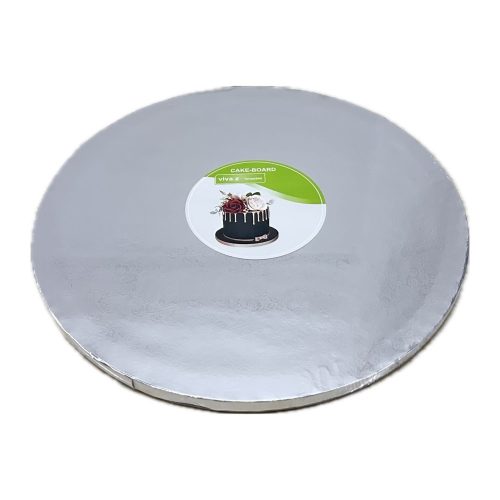 Kör alakú Tortadob - Ezüst (28 cm) Virágmintával