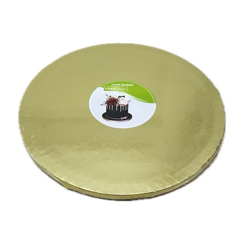 Kör alakú Tortadob - Arany (28 cm) Virágmintával