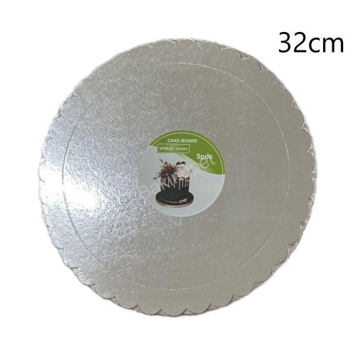 Tortakarton, torta alátét ezüst, 32cm, kör-5db