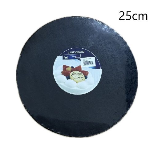 Kör alakú Tortadob - Fekete (25 cm) Virágmintával