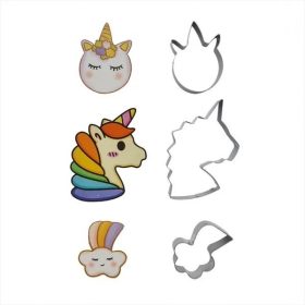   Fém sütemény kiszúró szett- Unikornis és szivárvány 3 db