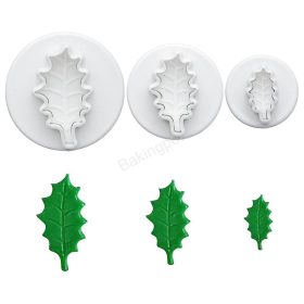 3 darabos rugós fondant kiszúró forma-nagy magyal levél