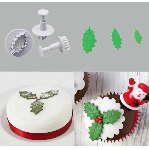 3 darabos rugós fondant kiszúró forma-nagy magyal levél