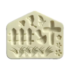   Szilikon fondant és marcipán mintázó-Kerti motívumok 9x10 cm