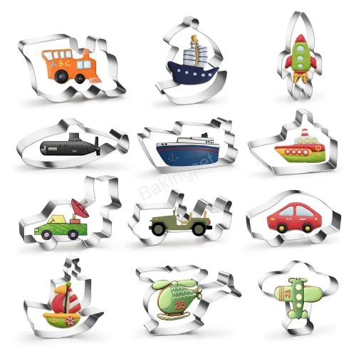 Fém sütemény kiszúró 12 db-Járművek