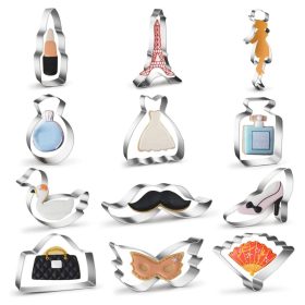 Nagy fém sütemény kiszúró 12 db-Divat motívumok