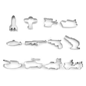 Fém sütemény kiszúró 12 db-Háborús téma