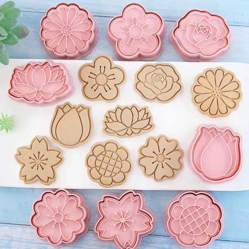 Műanyag sütemény kiszúró és nyomda-virágok